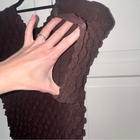 Vintage brown short-sleeve popcorn bubble crinkle shirt - o/s - Picture 8 of 12